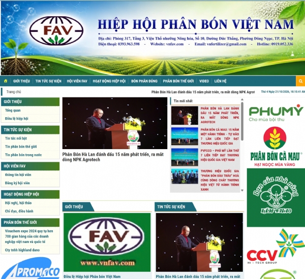 Thiết kế web giá rẻ hiệp hội phân bón Việt Nam